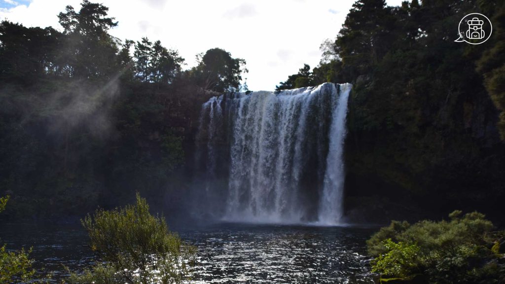 Cascada entre bosques de Kerikeri Caída de agua entre vegetación nativa en Kerikeri, Nueva Zelanda.